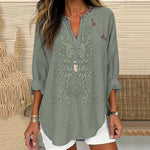 Vintage Bluse Med Blomstertrykk