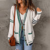 Casual Stripet Strikket Cardigan