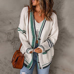 Casual Stripet Strikket Cardigan