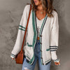 Casual Stripet Strikket Cardigan