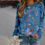 Uformell Sweatshirt Med Blomstertrykk