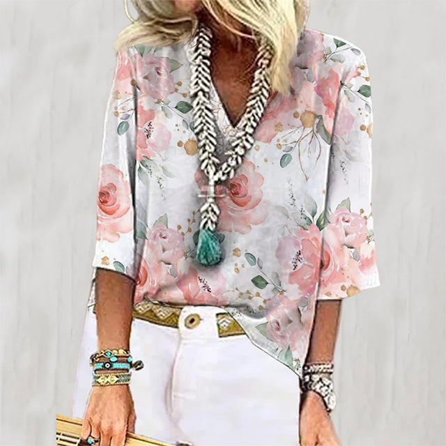 Blomsterprint Casual Bluse