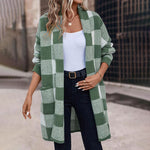 Casual Rutete Strikket Cardigan