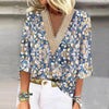 Elegant Bluse Med V-Hals Og Blonder Detaljer