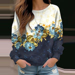 Uformell Sweatshirt Med Blomstertrykk