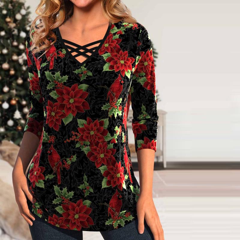 Vintage Bluse Med Blomstertrykk