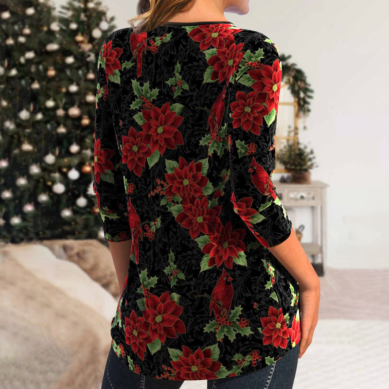 Vintage Bluse Med Blomstertrykk