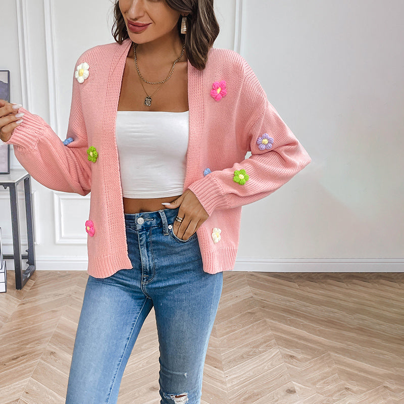 3D Blomstertrykk Cardigan