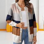 Casual Stripet Strikket Cardigan